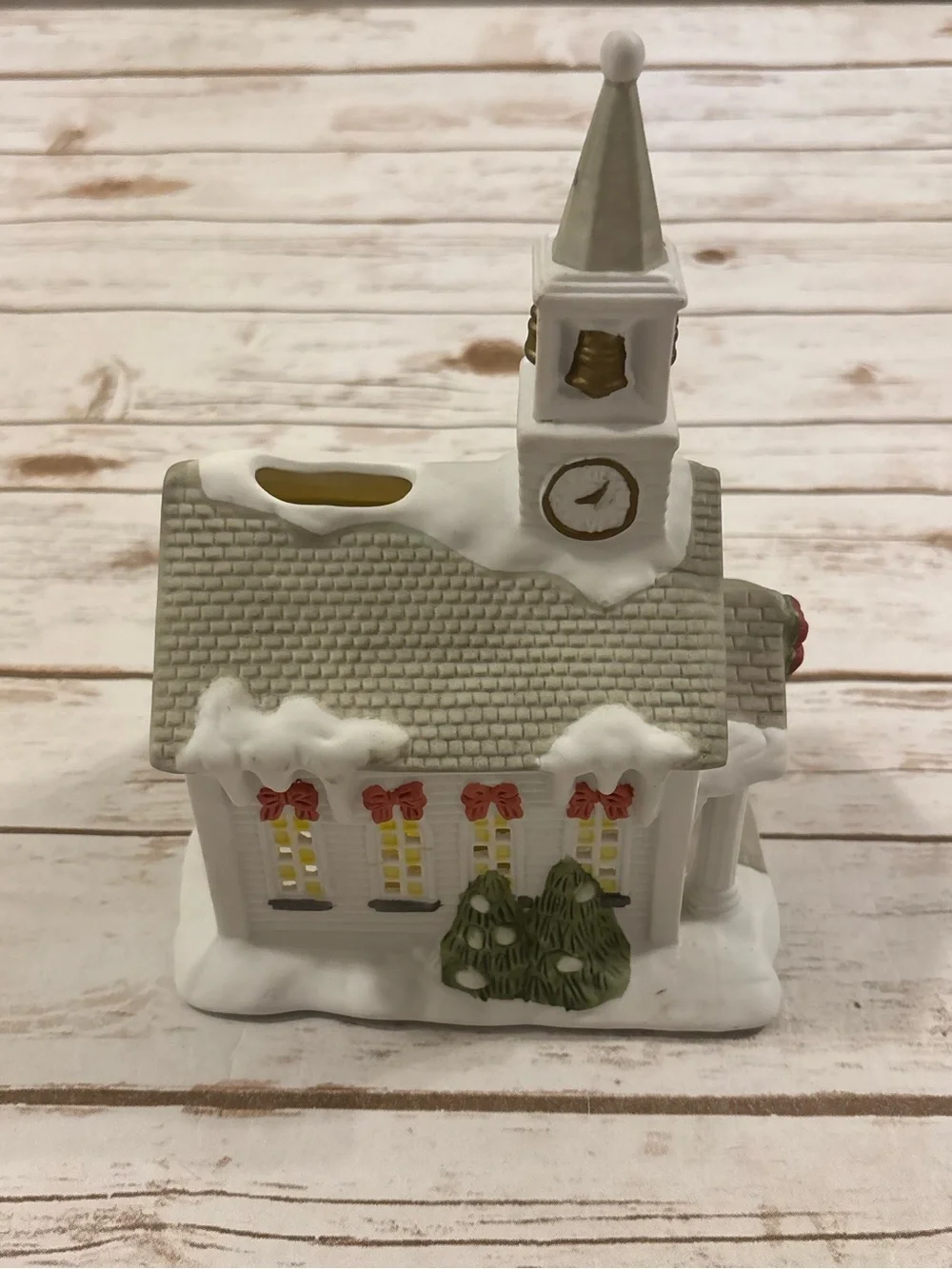 Vintage 1999 PARTYLITE THE CHURCH Christmas Winter Tealight Candle Holder